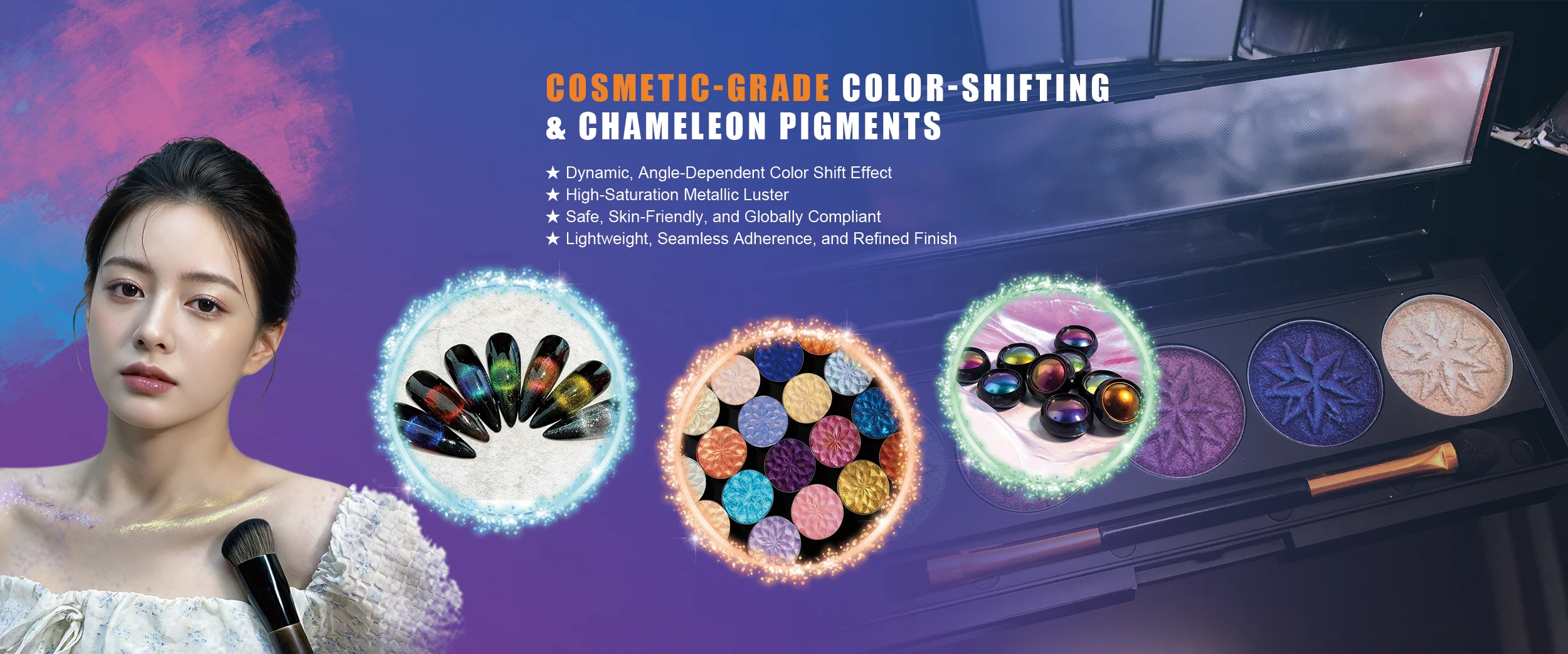 Fabricante de pigmentos ópticos de mudança de cor de nível cosmético na China