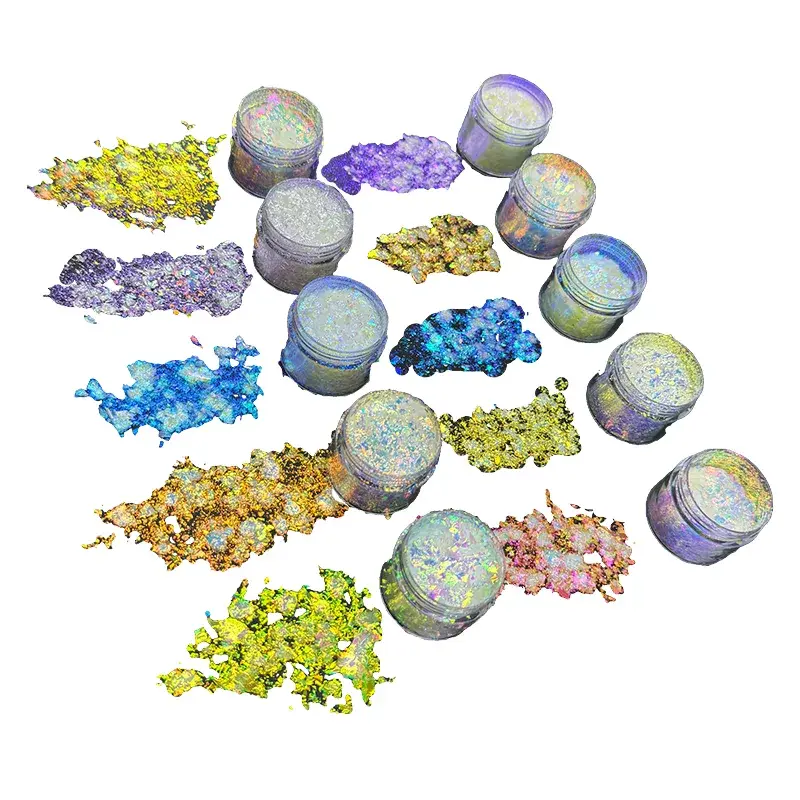 Pigmentos de mudança de cor transparentes de alto croma para sombras vibrantes
